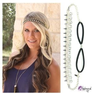 Pink Pewter Accessories - Pink Pewter Spikey Rhinestone Headband Pink Pewter Accessories - Pink Pewter Spikey Rhinestone Headband